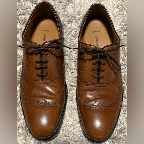 Johnston & Murphy Wingtip Oxford Shoes Brown Leather Men’s 10.5D CLEAN